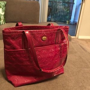 COACH Raspberry-colored tote with zipper